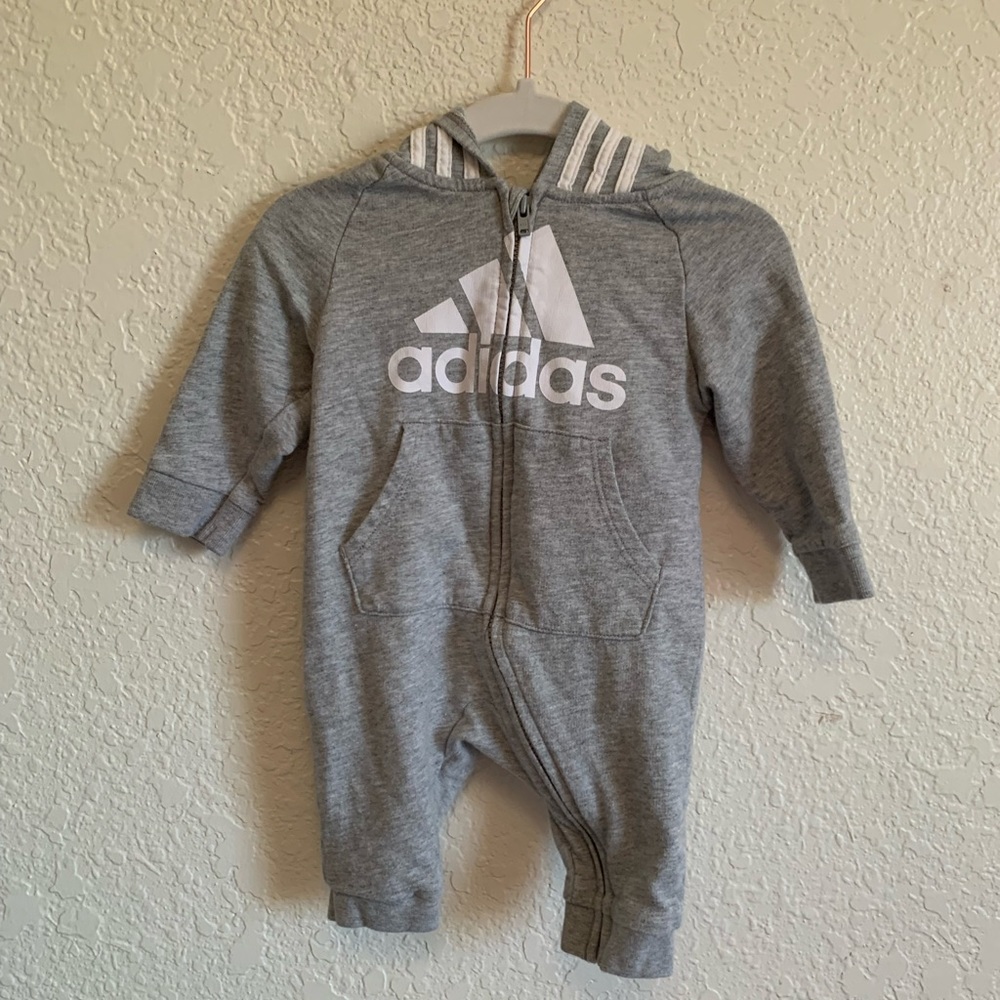 Baby Adidas zip up with hoodie. Size 3 months.